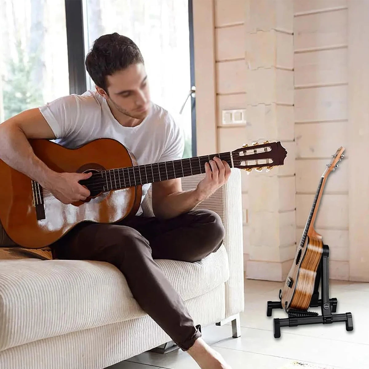 Miwayer Adjustable Universal Guitar Stand - Foldable ABS/Silicone Holder for Acoustic/Electric Guitar, Ukulele, Violin & Banjo