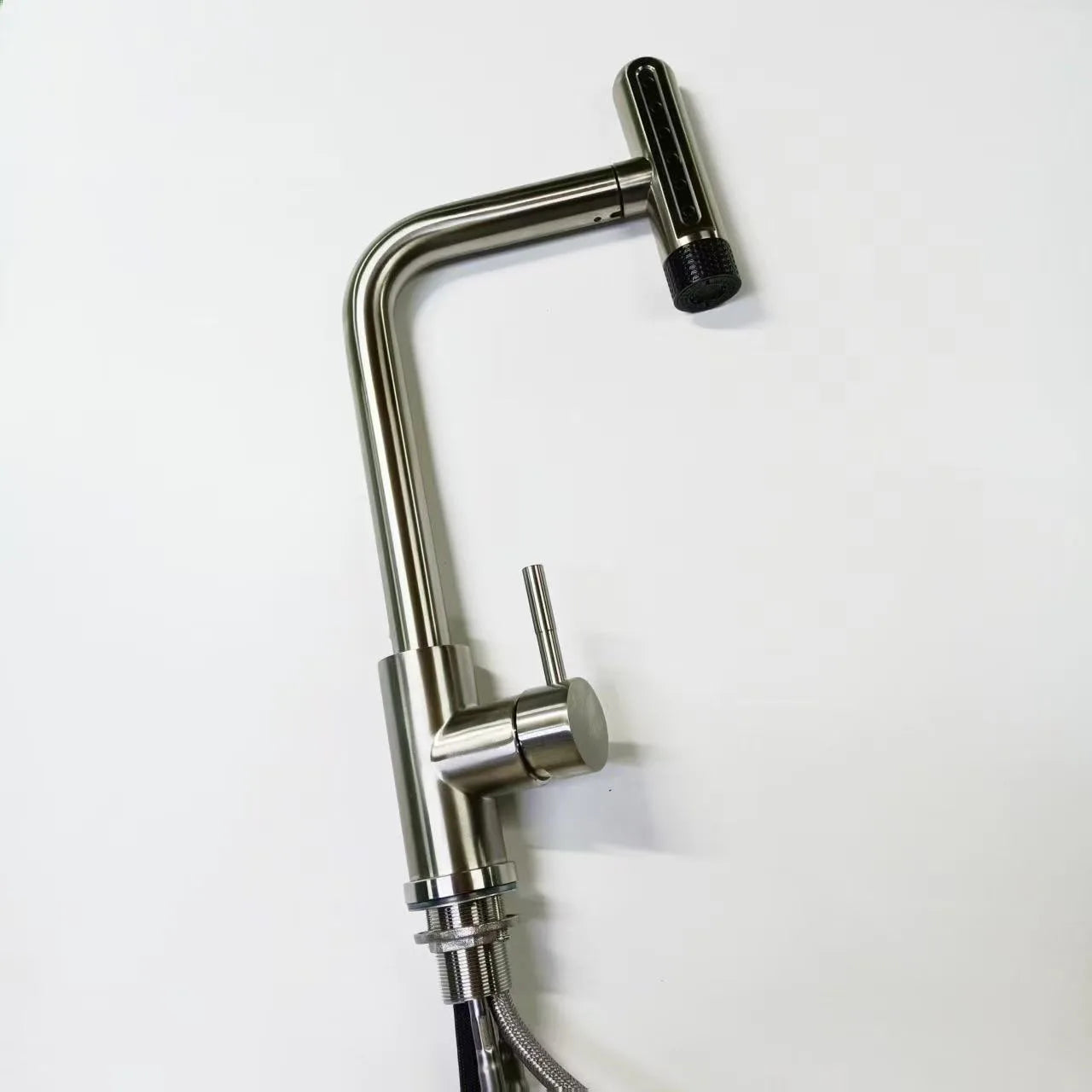 6 Modes Gray Pull-Out Swivel Waterfall Black Stream Sprayer Sink Mixer Faucet Brushed Nickel Faucet Accessories