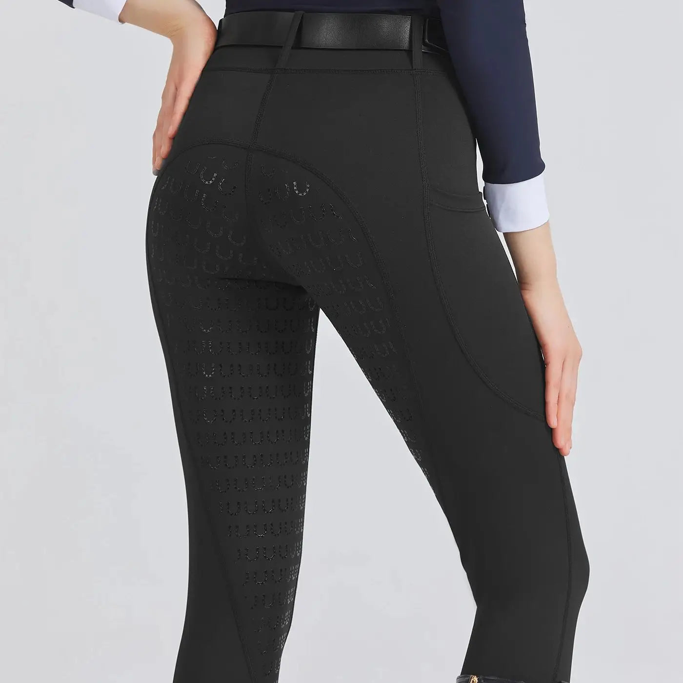 Spring and summer riding pants women's knitted high-stretch, slim-fitting silicone riding pants tight riding pants breathable we