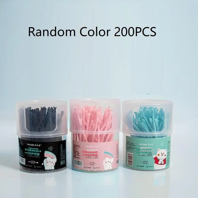 100pc Disposable Eyelash Brushes Swab 2In1 Cotton Swab Ear Scoop Dual-Headdual-Function Cotton Pad Ear Cleaning Makeup Removal