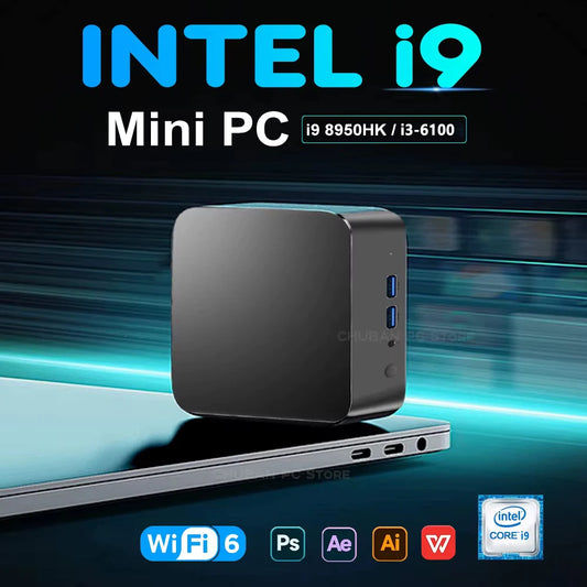 Portable Mini PC Windows 11 Pro Computer Intel Core i9 8095HK i3-6100 Mini Gaming Pc 16GB DDR4 2TB SSD Dual Wifi 6 Mini Desktop