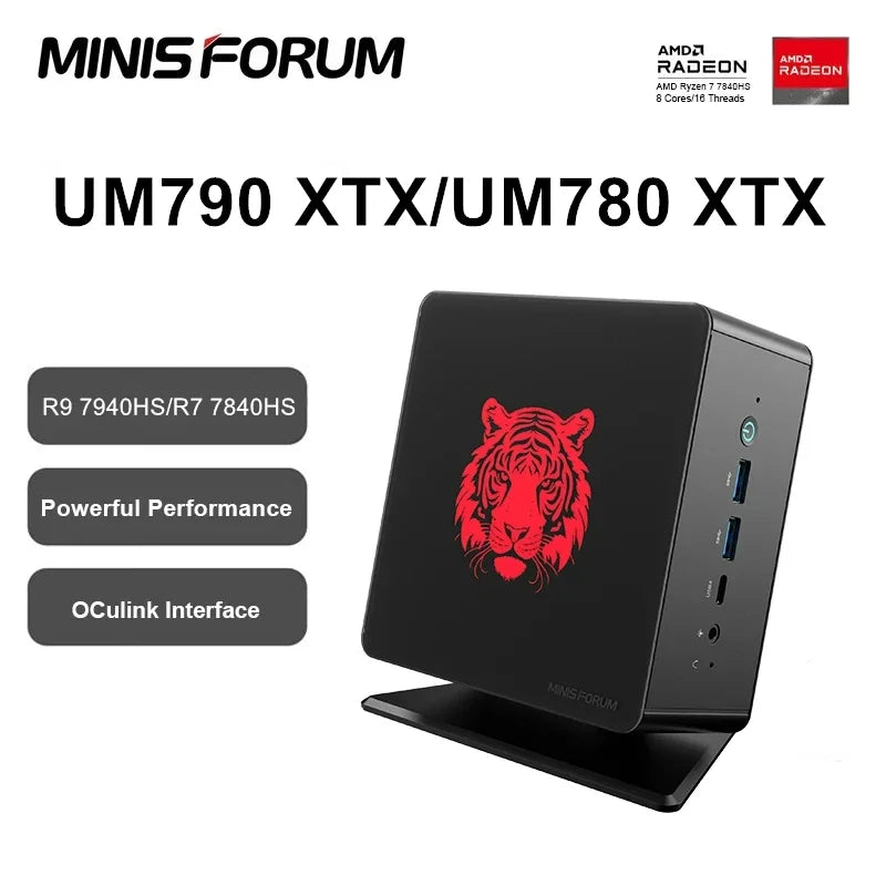 MINISFORUM UM890 UM880 PRO Mini PC AMD Ryzen 9 8945HS 7 8845HS 7940HS 64GB 1TB SSD Gaming Computer 2x USB4(PD|8K)/2*HDMI Wifi6