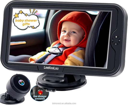 4.3 Inches Available for Rear Seat Pram Camera 1080p - Plug and Play, Child Rear View Rear Car Camera 360° Swivel