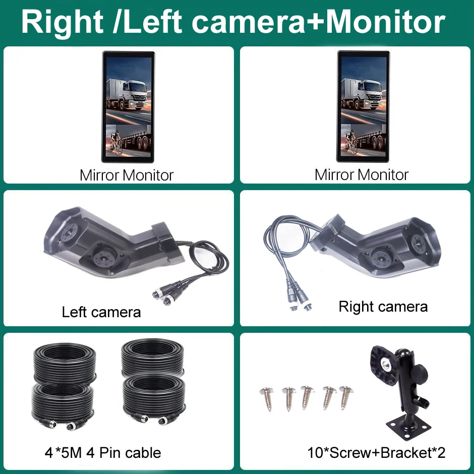 GAYINTT AHD 10.36" BSD Side View Vertical Monitor Touch Screen Loop Recording Display Left Right Car Camera for Truck Bus Mirror