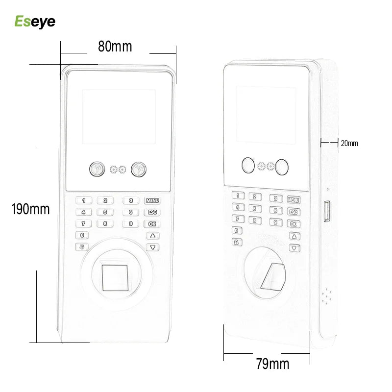 Eseye Biometric Face ID Fingerprint Reader Facial Recognition Access Control Time Attendance System WiFi IP TCP OEM Customizable