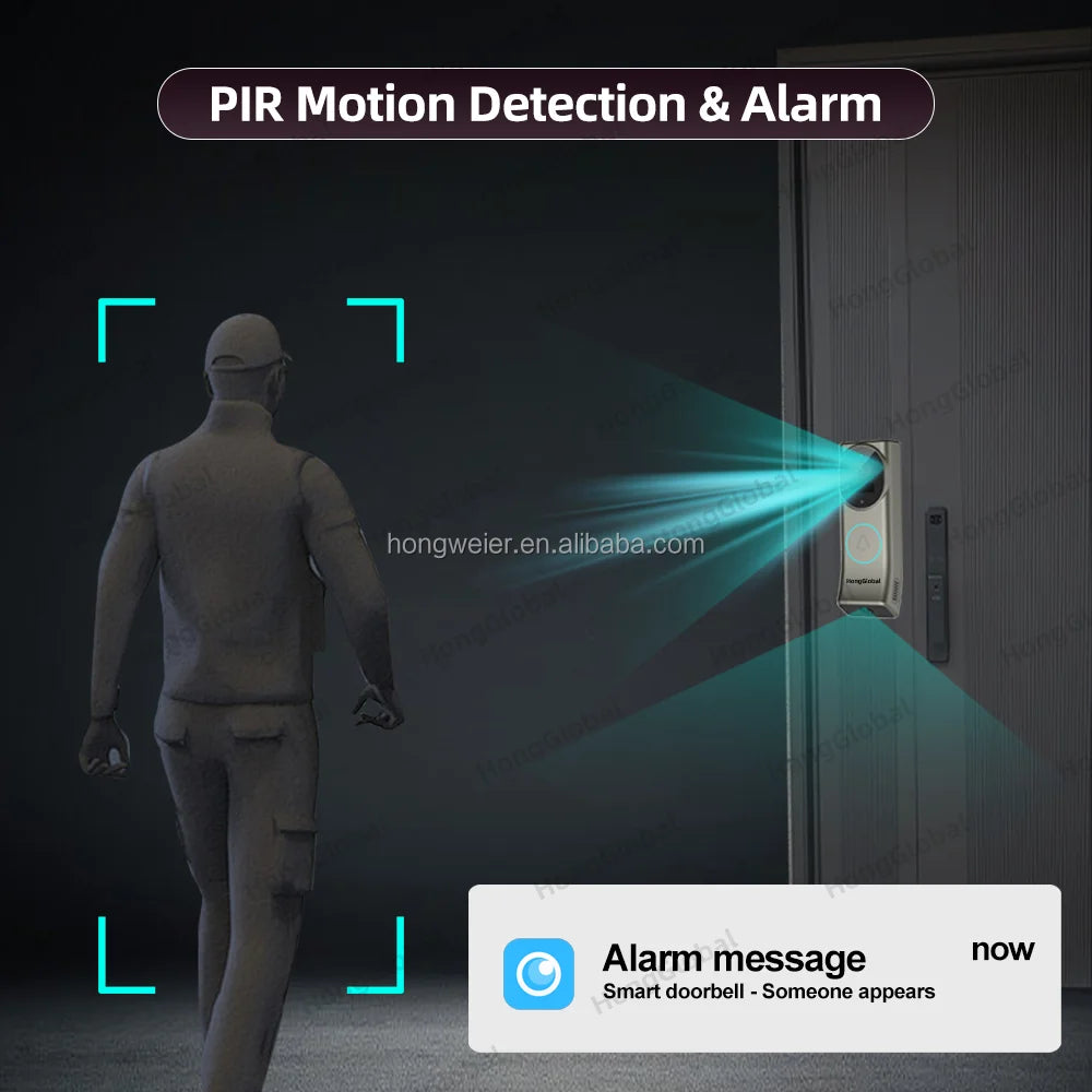 HongGlobal 4MP Home Doorbell Surveillance Security Ring Door Bell Camera ICam365 IP Dual Lens WiFi Smart Wireless Video Doorbell