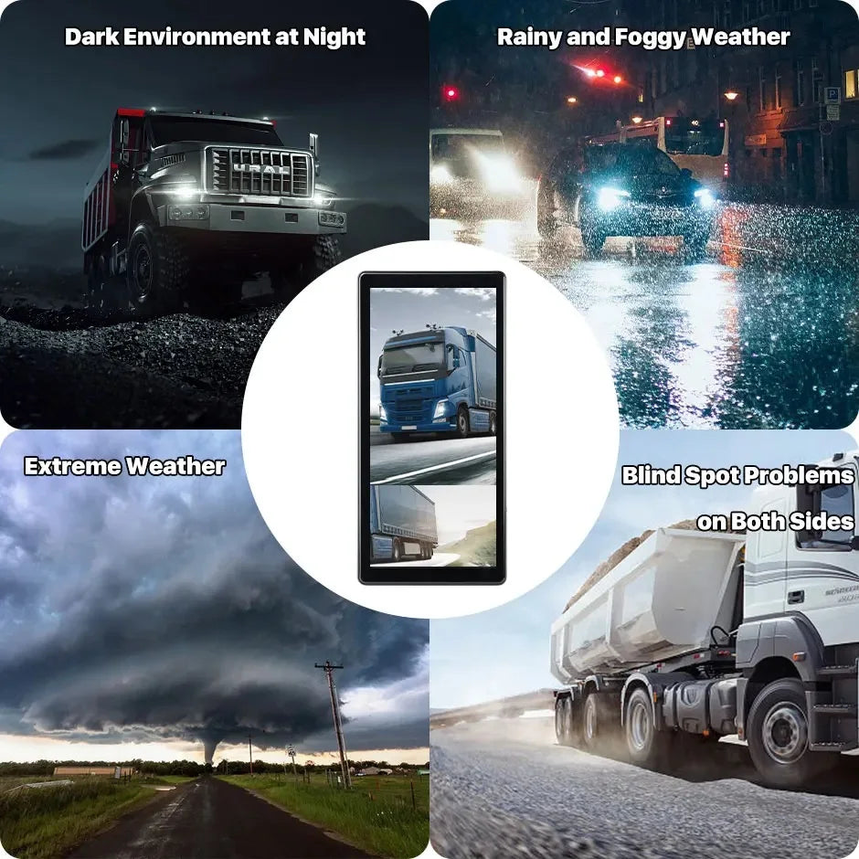 GAYINTT AHD 10.36" BSD Side View Vertical Monitor Touch Screen Loop Recording Display Left Right Car Camera for Truck Bus Mirror