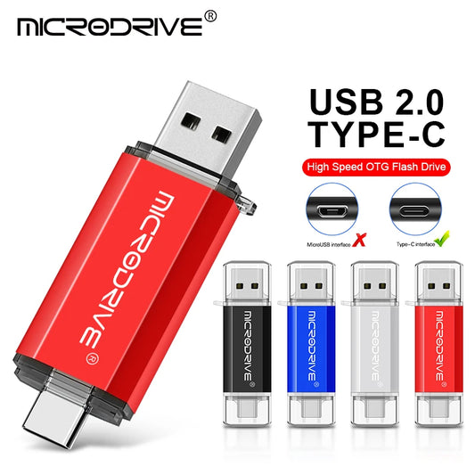 Android OTG 2 in 1 USB Flash Drives 4GB 8GB 16GB Type-C Micro 256GB 128GB 64GB 32GB Pendrives Pen Drive Cle For Phone