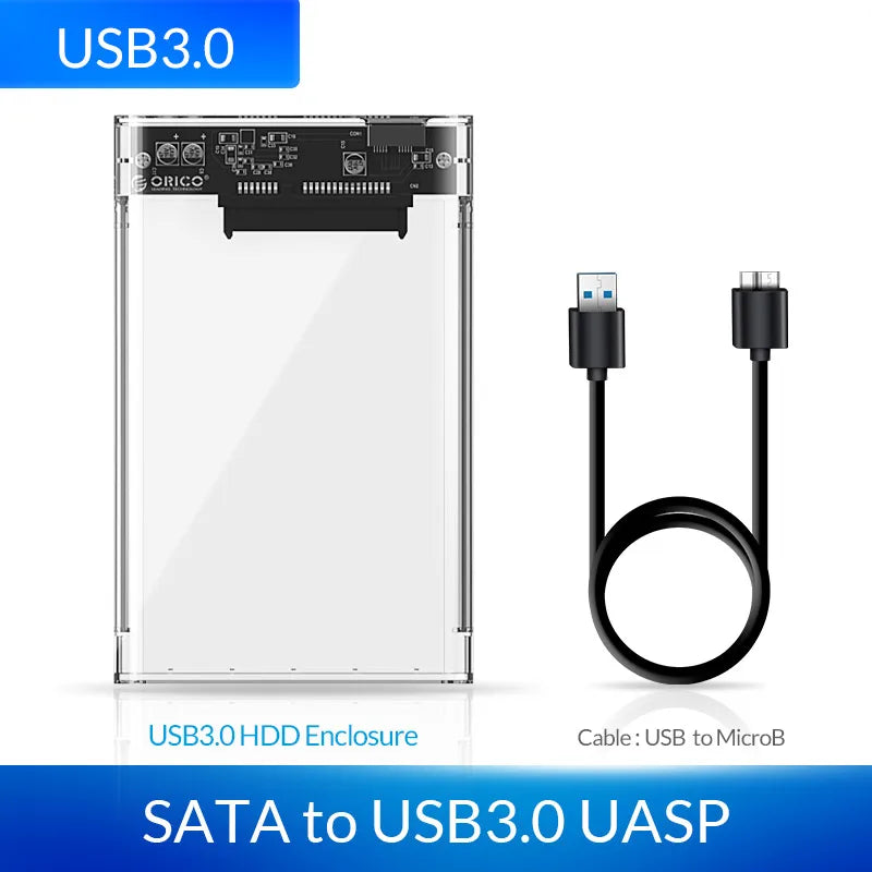 ORICO Transparent HDD Case SATA to USB 3.0 Hard Drive Case External 2.5'' HDD Enclosure for HDD SSD Disk Case Box Support UASP
