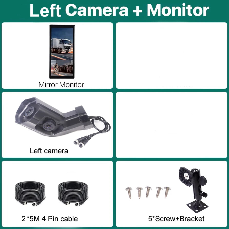 GAYINTT AHD 10.36" BSD Side View Vertical Monitor Touch Screen Loop Recording Display Left Right Car Camera for Truck Bus Mirror