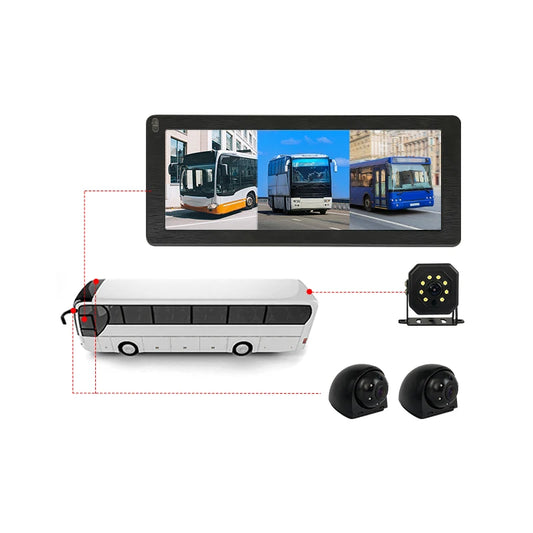 12.3 Inch 3 Split Screen Side View Mirror Monitor Dvr Rear View Car Camera System Truck Sideview Blind Spot up Down