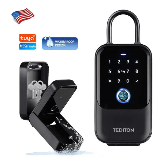 Tediton Cerraduras Inteligentes Security Safe Waterproof Fingerprint IC Card Password Lock Home Outdoor Wall Smart Key Box