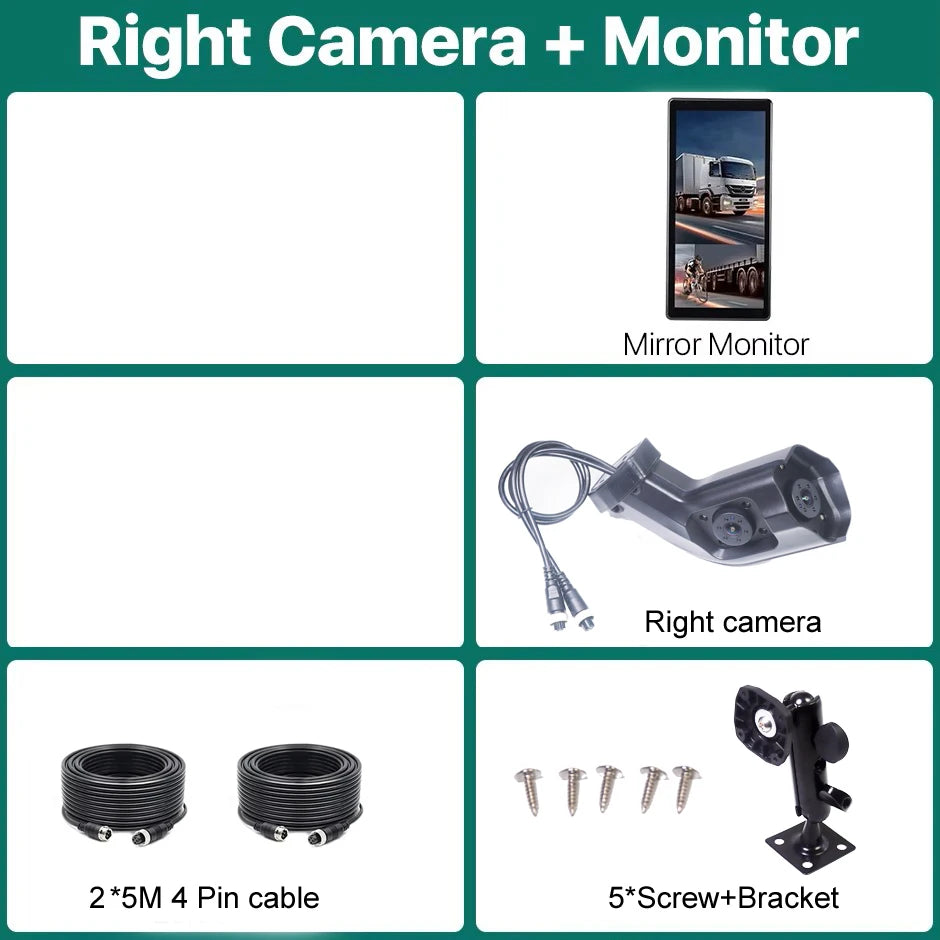 GAYINTT AHD 10.36" BSD Side View Vertical Monitor Touch Screen Loop Recording Display Left Right Car Camera for Truck Bus Mirror