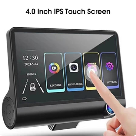 4 Inch Touchscreen 3 Lens Dashcam Dash Cam Car Camera DVR Black Box Video Recorder