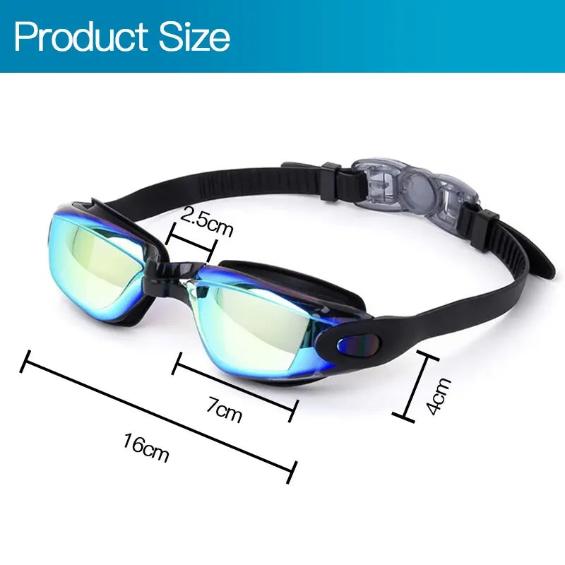 Swimming Goggles Adult Myopia Swimming Goggles One-piece Earplugs Electroplating Anti-fog High-definition Swimming Goggles