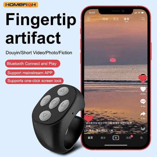 HOMEFISH Wireless Bluetooth Selfie Lazy Brush Short Video Life Novel Remote Control Ring Mobile Phone Bluetooth Controller