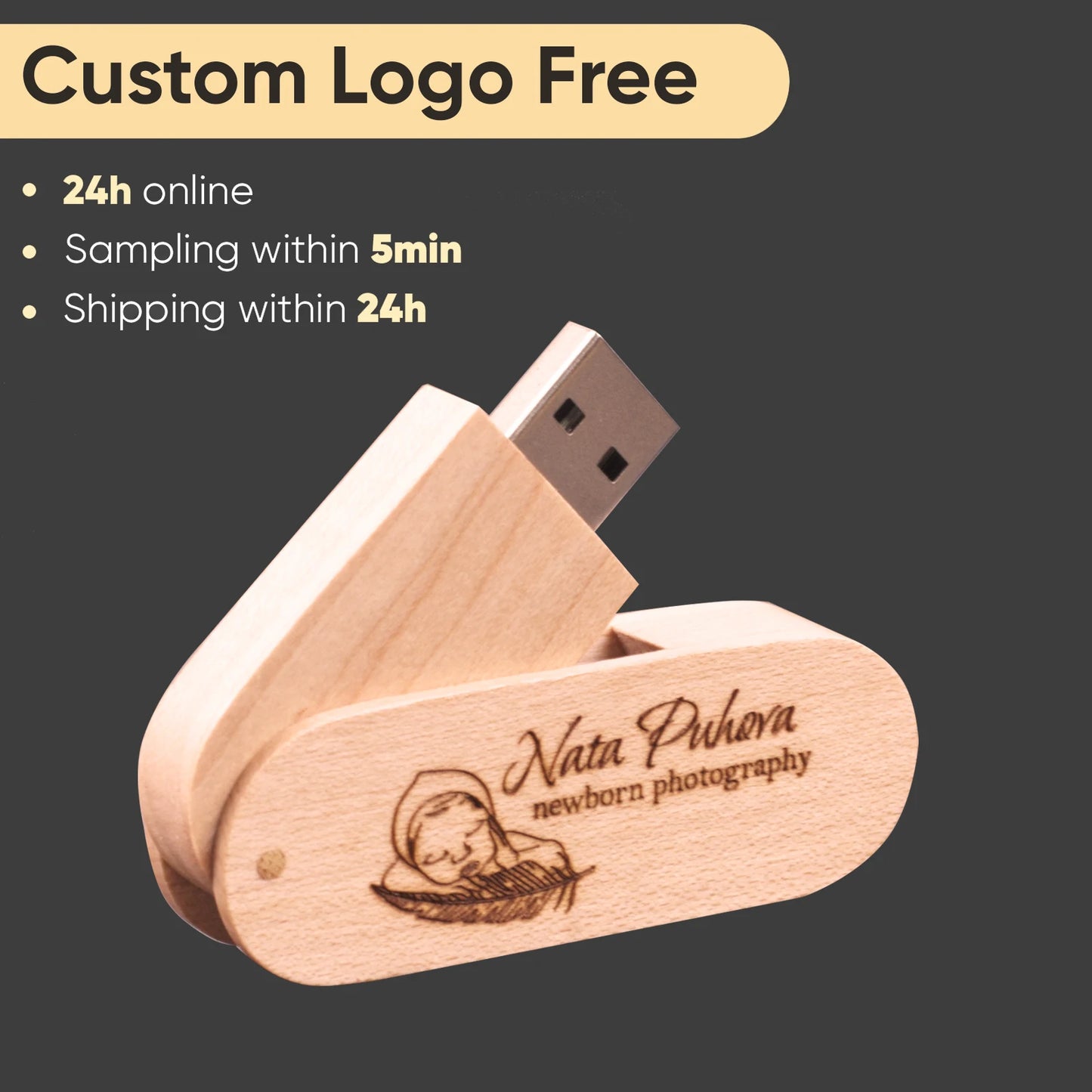 JASTER Customize Engraved LOGO wooden rotate usb 2.0 U Disk thumb pen drive 4GB 8GB 16GB 32GB 64gb 128GB (free custom logo)