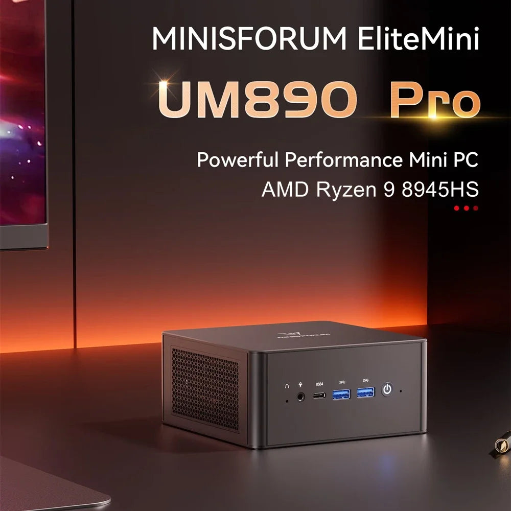 MINISFORUM UM890 UM880 PRO Mini PC AMD Ryzen 9 8945HS 7 8845HS 7940HS 64GB 1TB SSD Gaming Computer 2x USB4(PD|8K)/2*HDMI Wifi6