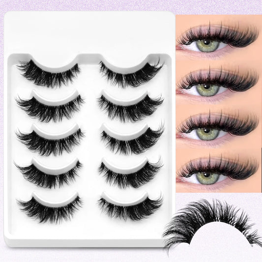 GROINNEYA Cat Eye Lashes 3D Natural False Lashes Soft Faux Mink Eyelashes Fake Lashes Natural Look Wispy Winged End Eye Elongate