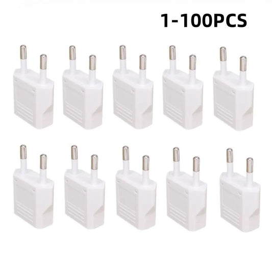 1-100pcs 4.0/4.8mm EU Plug Adapter EU US Israel To Euro KR BR Brazil Plug Converter American Travel Power Adapter Plug Socket