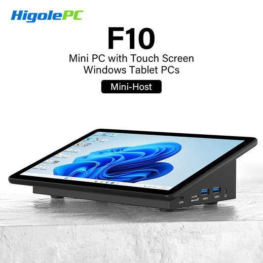 Higole F10 10.1'' Fanless Mini PC Intel N5095 Windows 11 WiFi5 8GB 128GB 5000mAh 4K RS-232 RJ45 Laptop Desktop PC Mini Computers