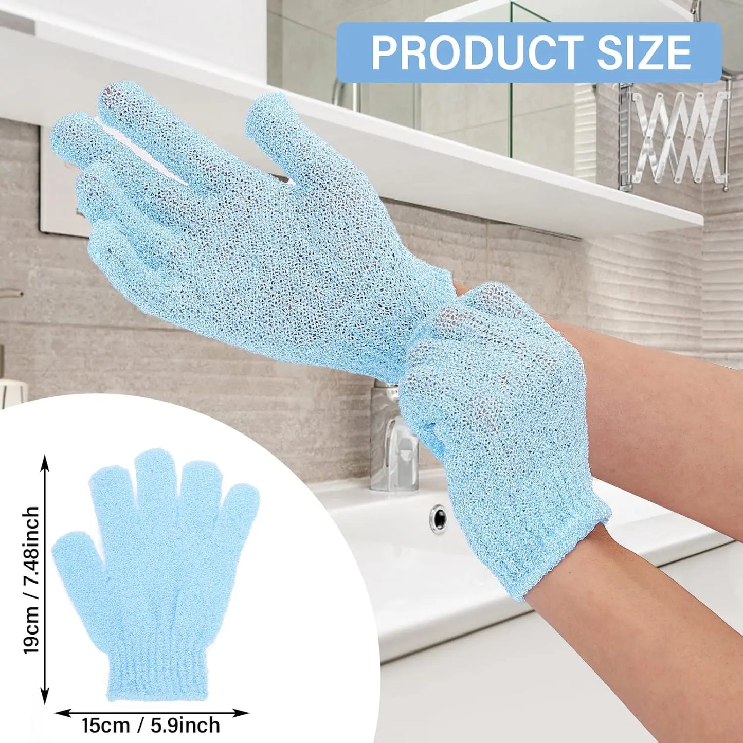 8/10 Pieces Exfoliating Bath Gloves Double Sided Bath Gloves for Beauty Spa Massage Skin Shower Scrubber Bathing Accessories