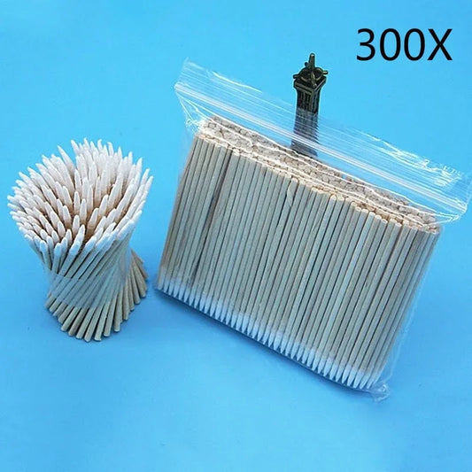 300pcs Cotton Buds Swabs 7cm Long Wooden Handle Tattoo Makeup Microblade  Swab Sticks
