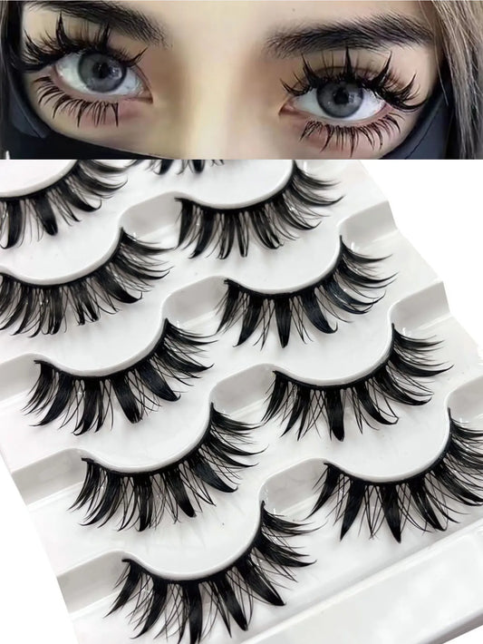 5 pairs of wet eyelashes, light Thai makeup false eyelashes, 3D stereoscopic comics, devil curls, and curly eyelashes