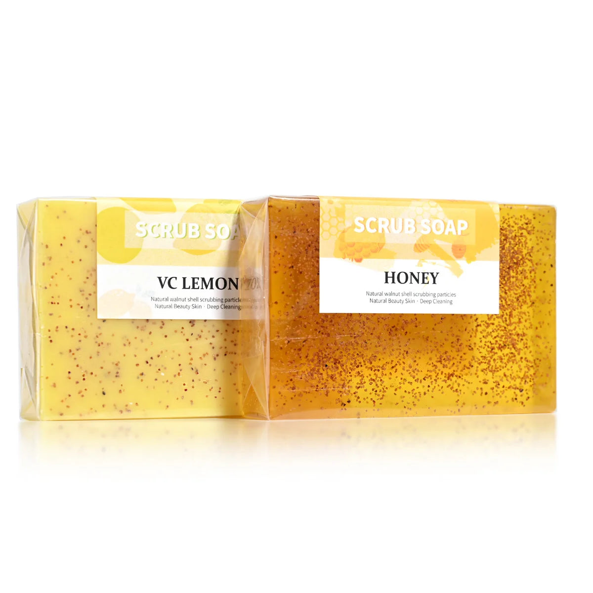 M+100G Natural Honey Walnut Particle Scrub Soap Gently Cleanses Pores Long-Lasting Aromatic Facial Wash and Bath Handmade Soap