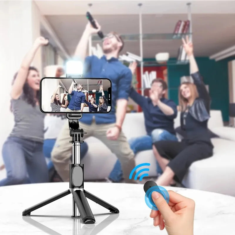 3 in 1 Expandable Selfie Stick Tripod - Lightweight Stand with Detachable Bluetooth Remote for Most Smartphones
