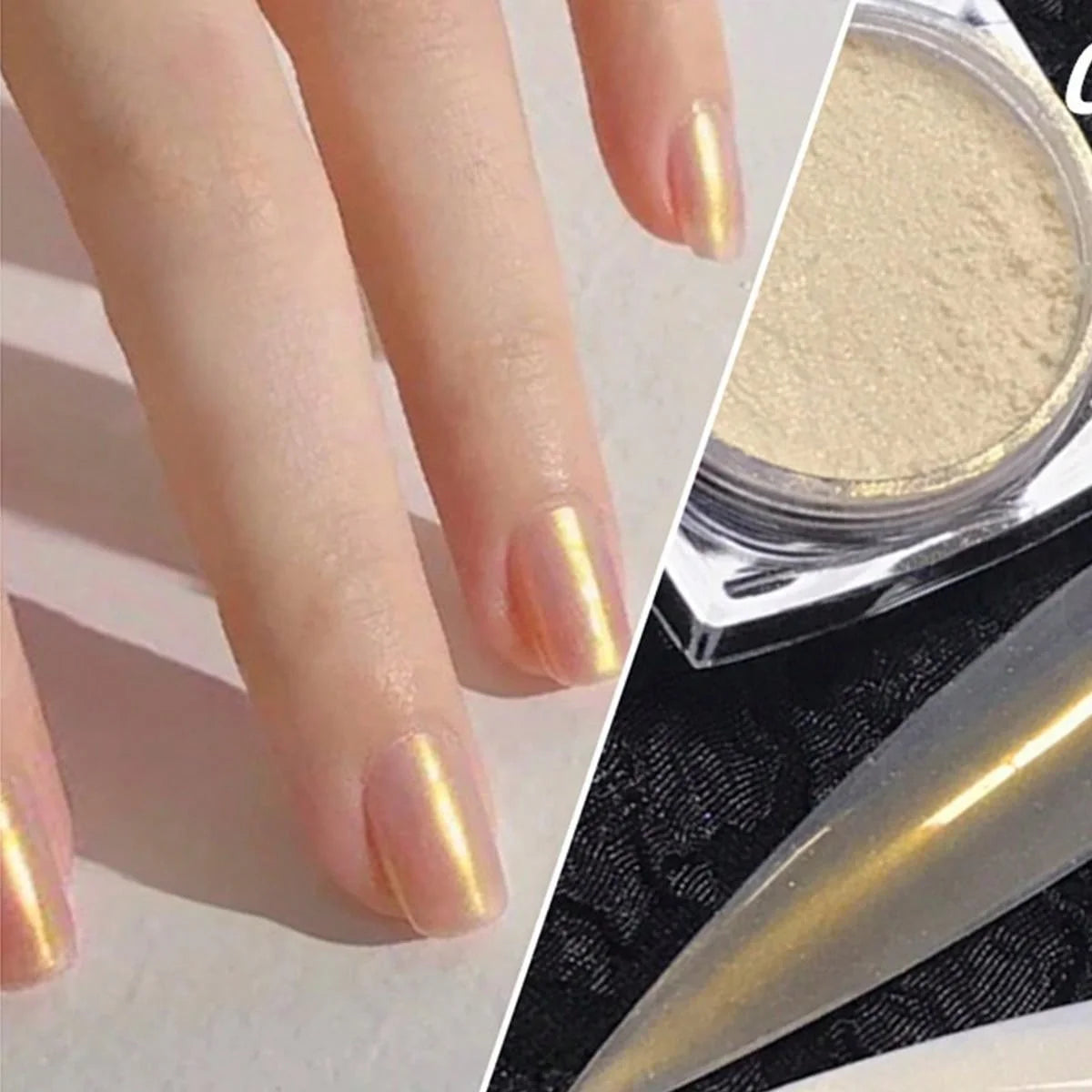 Pearl White Rubbing on Nail Art Glitter Dust Chrome Aurora Yellow Purple Manicure Decorations Mirror Mermaid Nail Powder Pigment