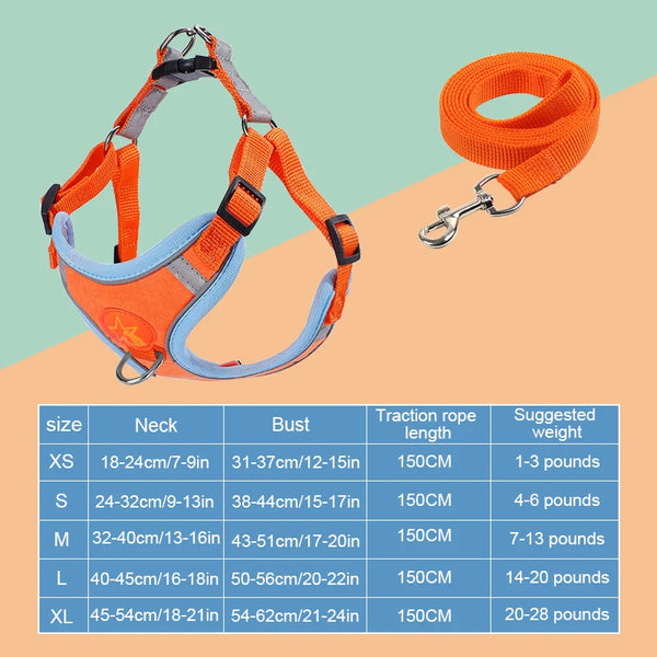 Adjustable Soft Padded Pet Vest Reflective Adjustable Puppy Chest Strap, Suitable for Small, Medium, Large Dogs, Cats