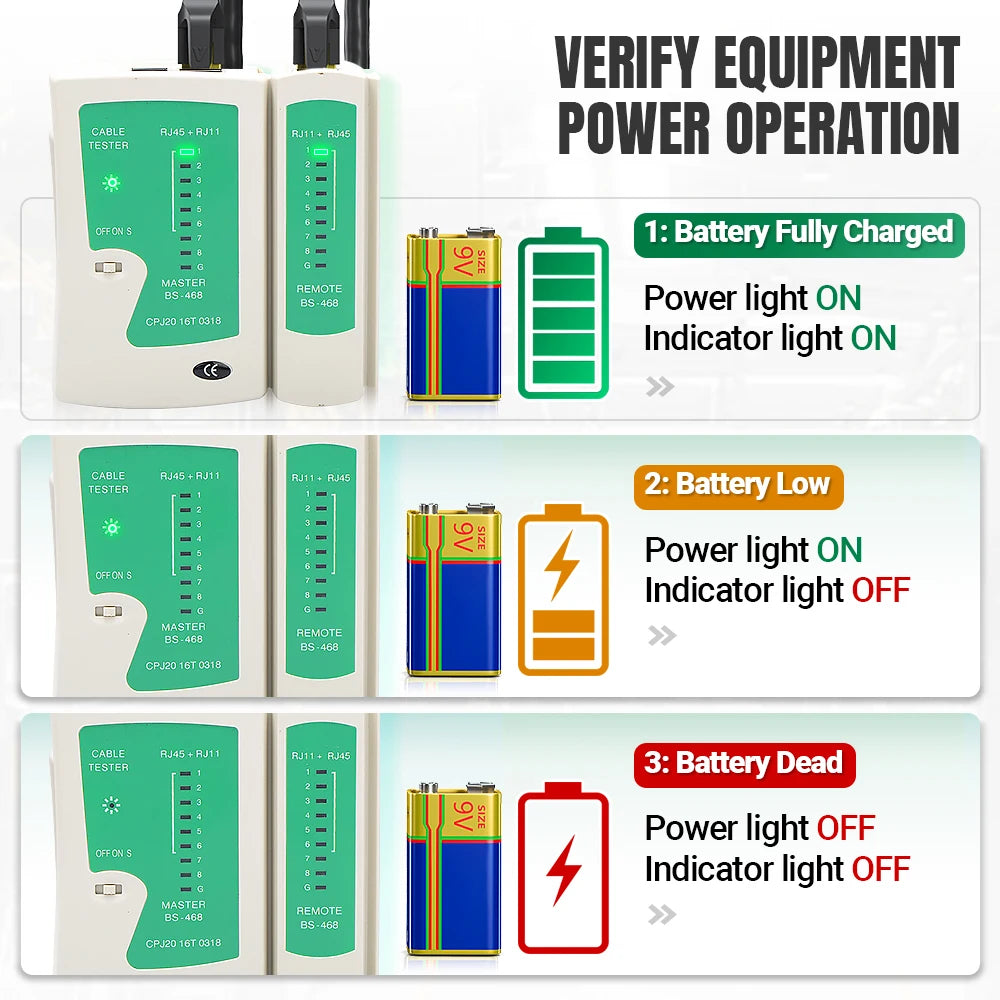 AMPCOM Network Cable Tester RJ45 Ethernet Cable Checker LAN Checker for Cat5 Cat6 CAT7 8P 6P LAN Cable and RJ11 Telephone Cable