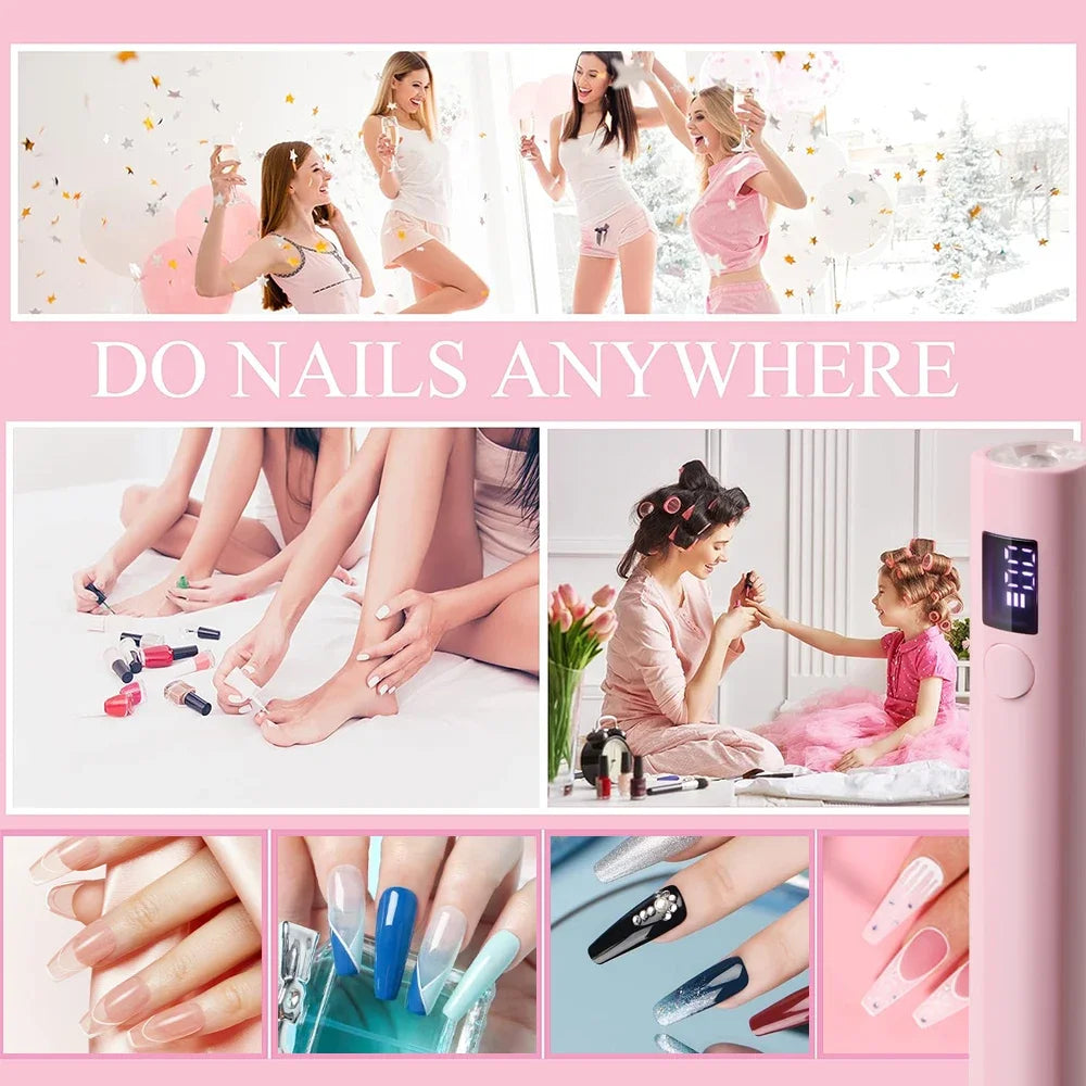 Handheld UV Led Nail Lamp Nail Dryer Nail Light For Curing All Gel Polish Rechargeable Quick Drying Manicure Lamp Nail Art Tools