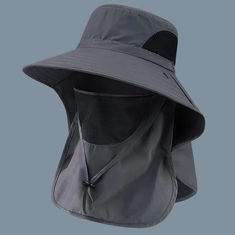 Summer UV Protection Hiking Hat Quick-drying Wide Brim Outdoor Visor Bucket Hats Mesh Breathable Sun Hat Outdoor Cycling Hat