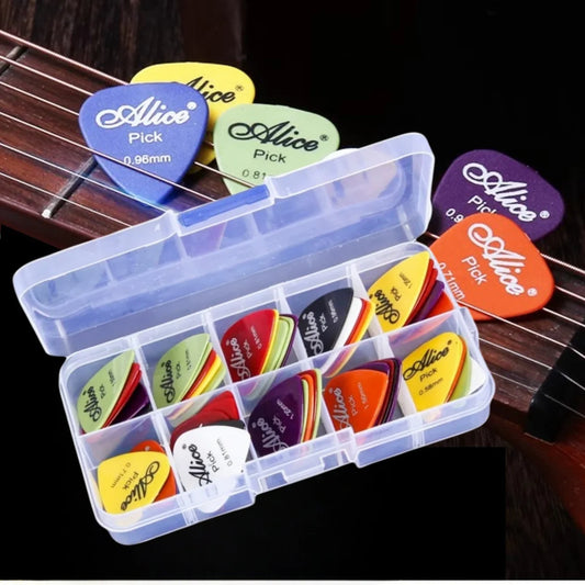 Alice Guitar Pick 24/50/100 Pieces Mixed ABS Premium Matte Anti-Skid Guitar Pick w/ Pick Box /for Acoustic Electric/Bass/Ukulele