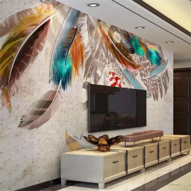 Custom photo wallpaper 3D mural Nordic minimalist luxury feather background wall hotel coffee shop decoration murals wall paper