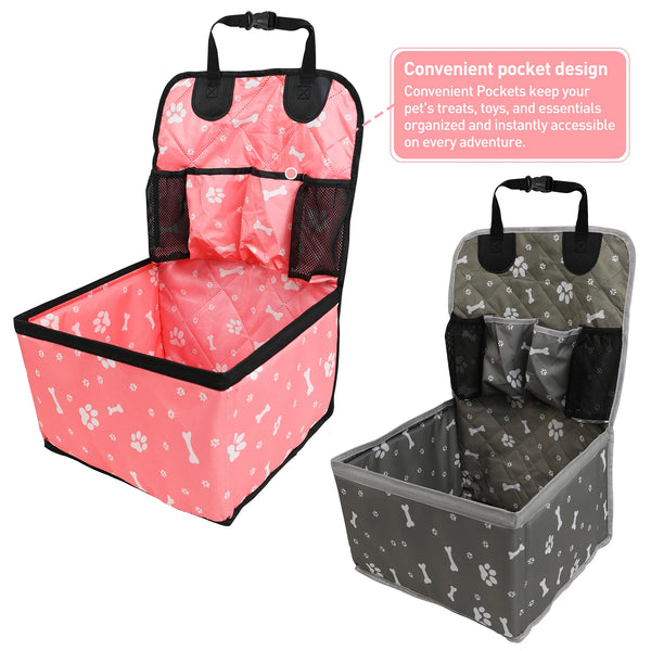 Dog Car Booster Seat | Small Pet Travel Carrier with Storage