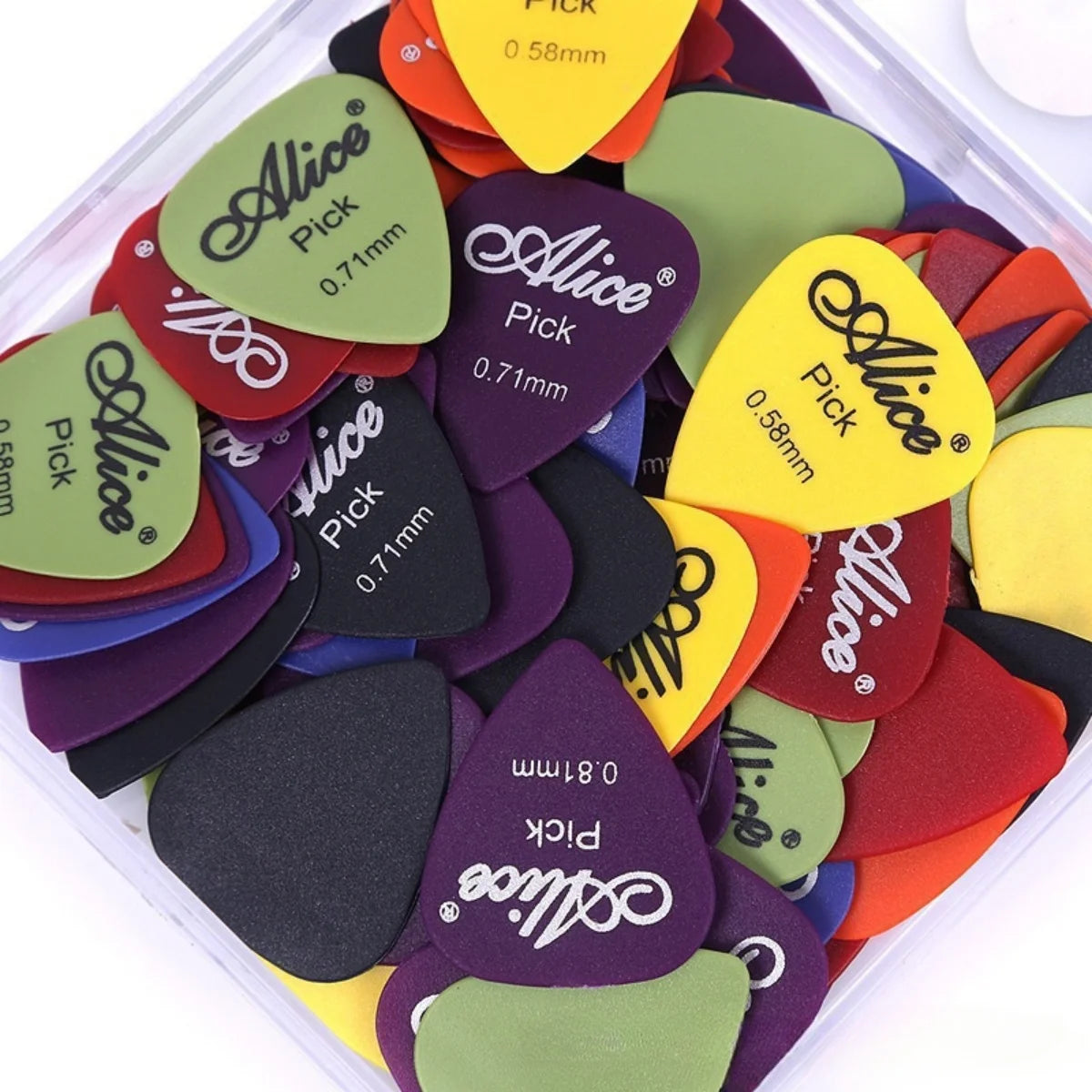 Alice Guitar Pick 24/50/100 Pieces Mixed ABS Premium Matte Anti-Skid Guitar Pick w/ Pick Box /for Acoustic Electric/Bass/Ukulele