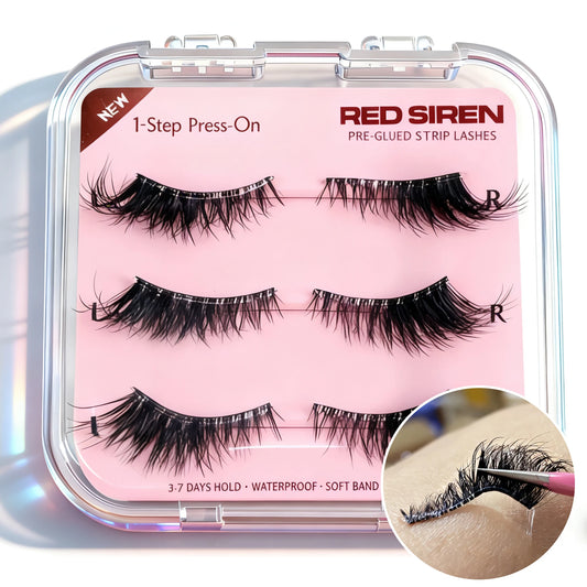 RED SIREN Self Adhesive Eyelashes 3Pairs/Pack Natural Look Half Faux Mink Lashes Long Lasting Press On Cat Eye Lashes Makeup