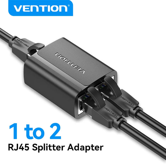 Vention RJ45 Splitter Connector Adapter 1 to 2 Ways Ethernet Splitter Coupler Contact Modular Plug Connect Laptop Ethernet Cable