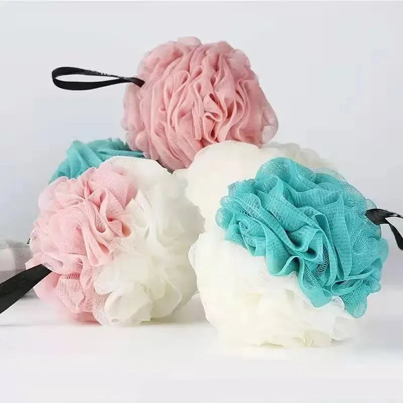 3Pcs Large Bath Balls Color Blocking PE Bath Flower Soft Scrubbing Bubble Net Two Color Bath Flower Dual Shade