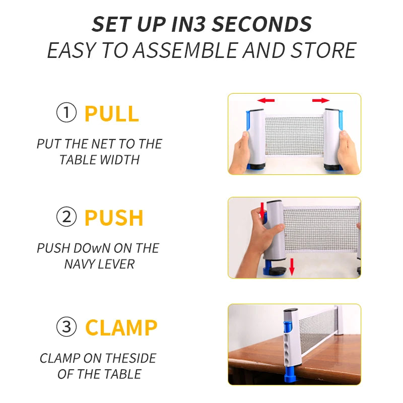 Portable Table Tennis Net Cover Gauge Retractable Table Tennis Set Catcher Racks Adjustable Tools Outdoor Home Sports Clip On