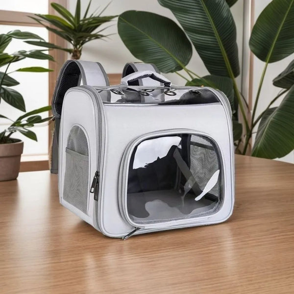 Dog Backpack Sturdy Pet Carrying Bag Transparent Large Capacity Pet Outing Backpack Portable Breathable Pet Travel Bag Outdoor