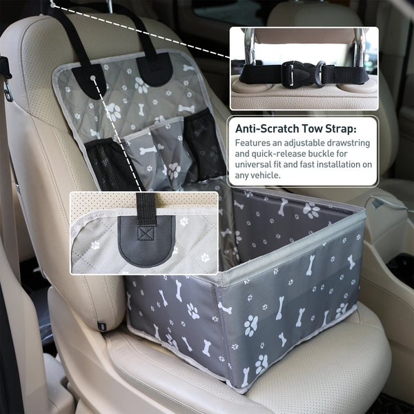 Dog Car Booster Seat | Small Pet Travel Carrier with Storage