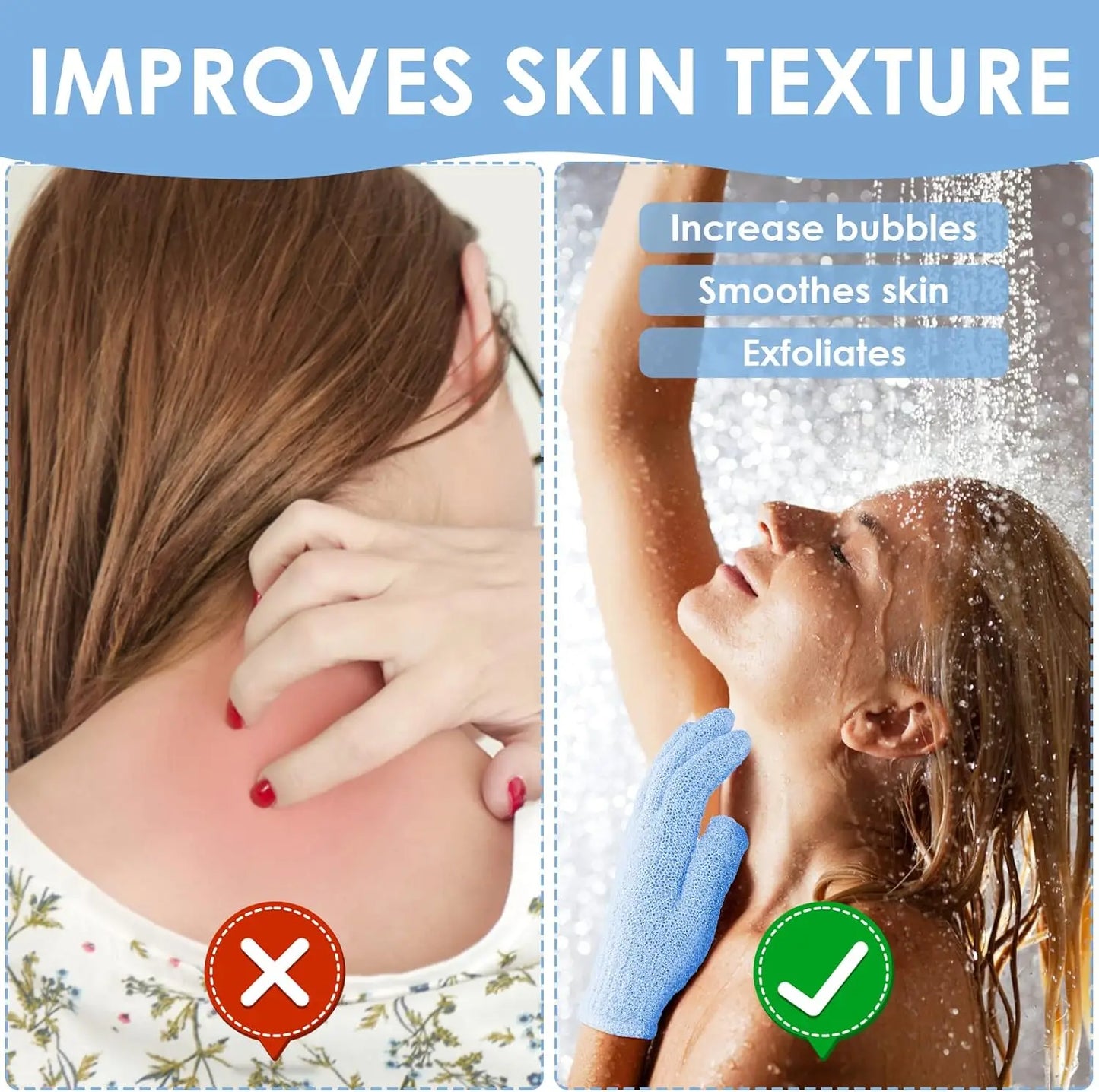 8/10 Pieces Exfoliating Bath Gloves Double Sided Bath Gloves for Beauty Spa Massage Skin Shower Scrubber Bathing Accessories