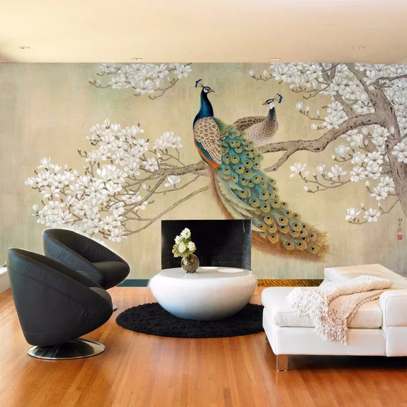 Custom Murals 3D Stereo Peacock Photo Wallpapers Living Room Home Decor Background 3D Wall Papers Landscape Papel De Parede Para