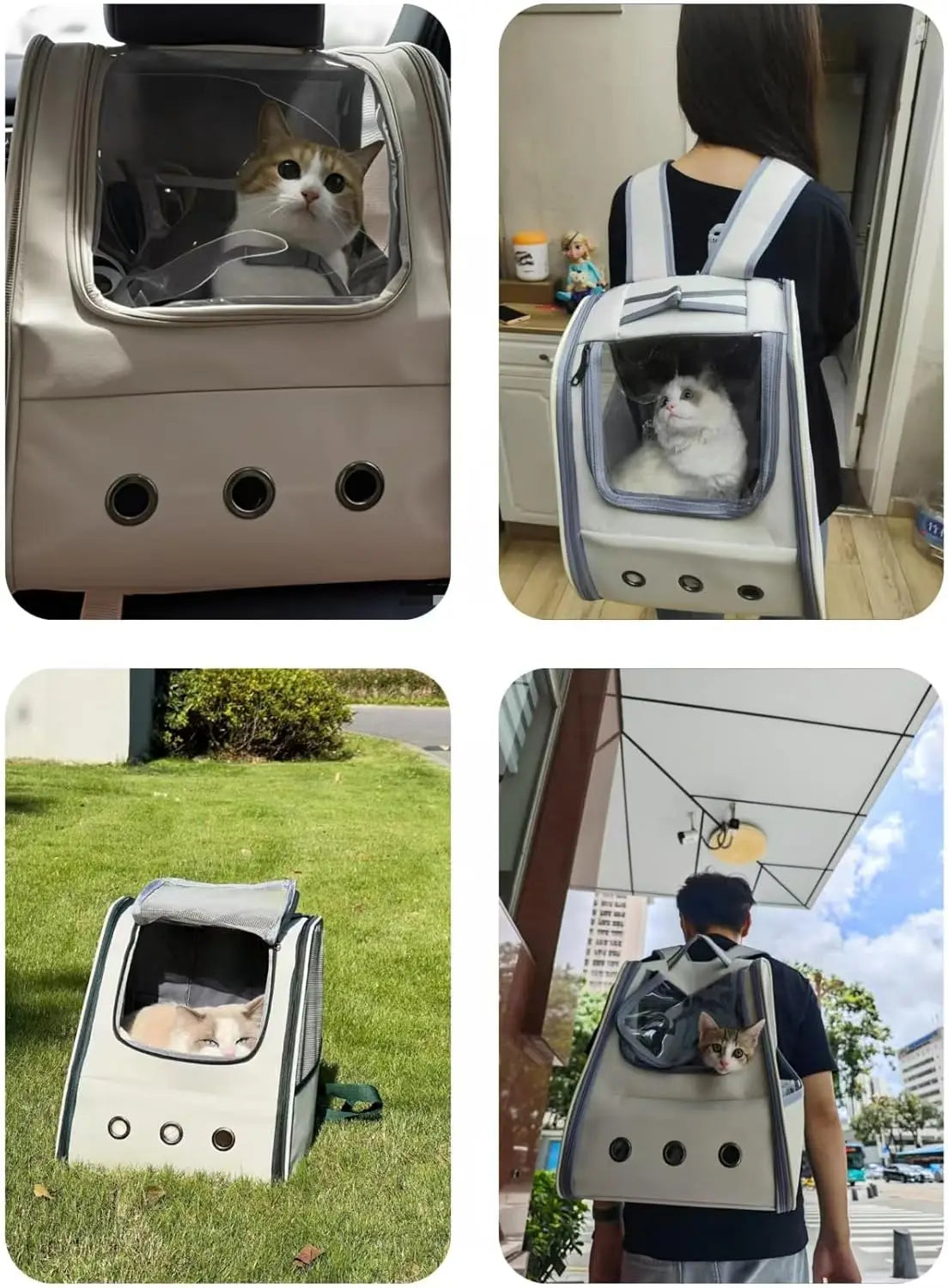 Pet Cat Backpack Travel Backpack for Medium Cats Bag for Pet with Breathable,Spacious and Cozy Design Cat Accessories（Grey）