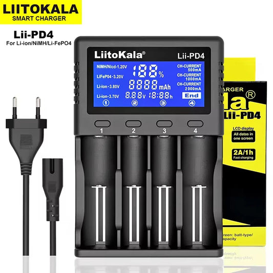 LiitoKala Pro Series Chargers: Lii-PD2 (2-Slot) & Lii-PD4 (4-Slot w/ 2000mA) - Universal Li-ion/NiMH/IMR/LiFePO4 Charger