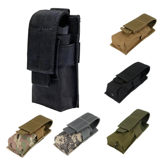Outdoor Magazine Pouch Single Pistol Mag Bag Molle Flashlight Pouch Torch Holder Case Outdoor Hunting Knife Holster
